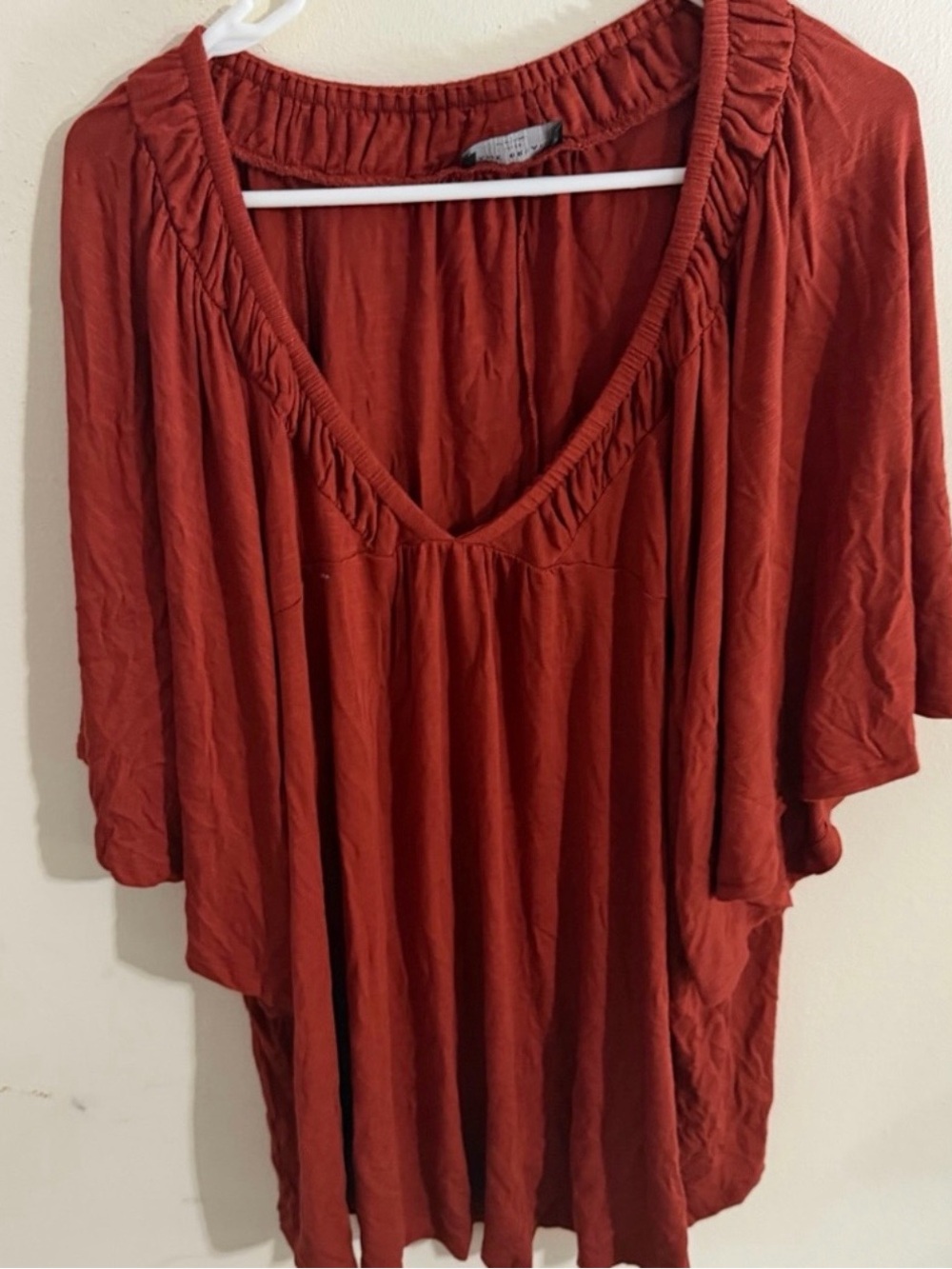 NWOT Lane Bryant Size 18/20 Rust Red V-Neck Flowing Tunic Blouse Fall Leaves